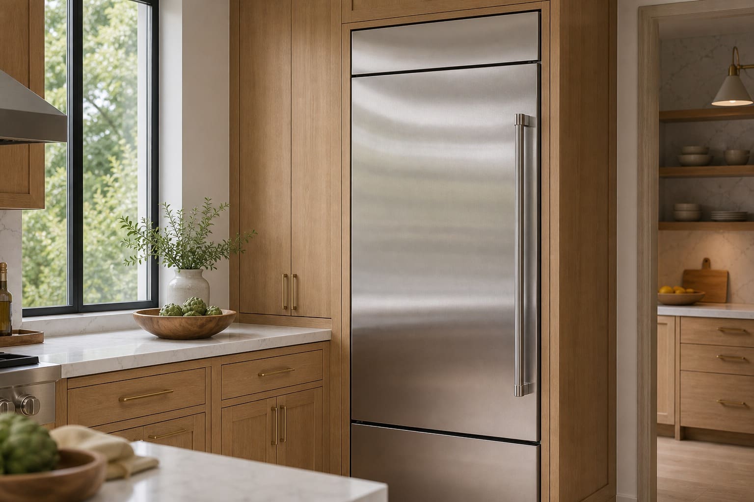 Viking built-in refrigerator column serviced in a Sausalito kitchen